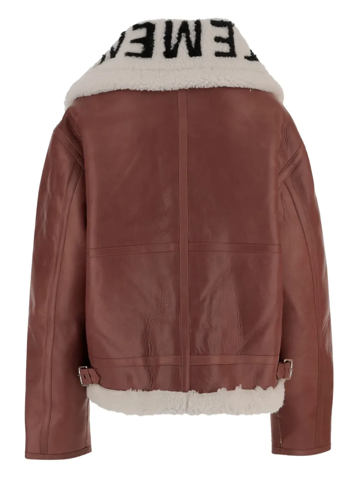 VETEMENTS シェアリングカラー レザー ジャケット ブラウン - 画像2