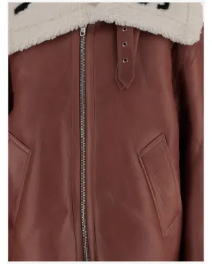 VETEMENTS シェアリングカラー レザー ジャケット ブラウン - サムネイル3