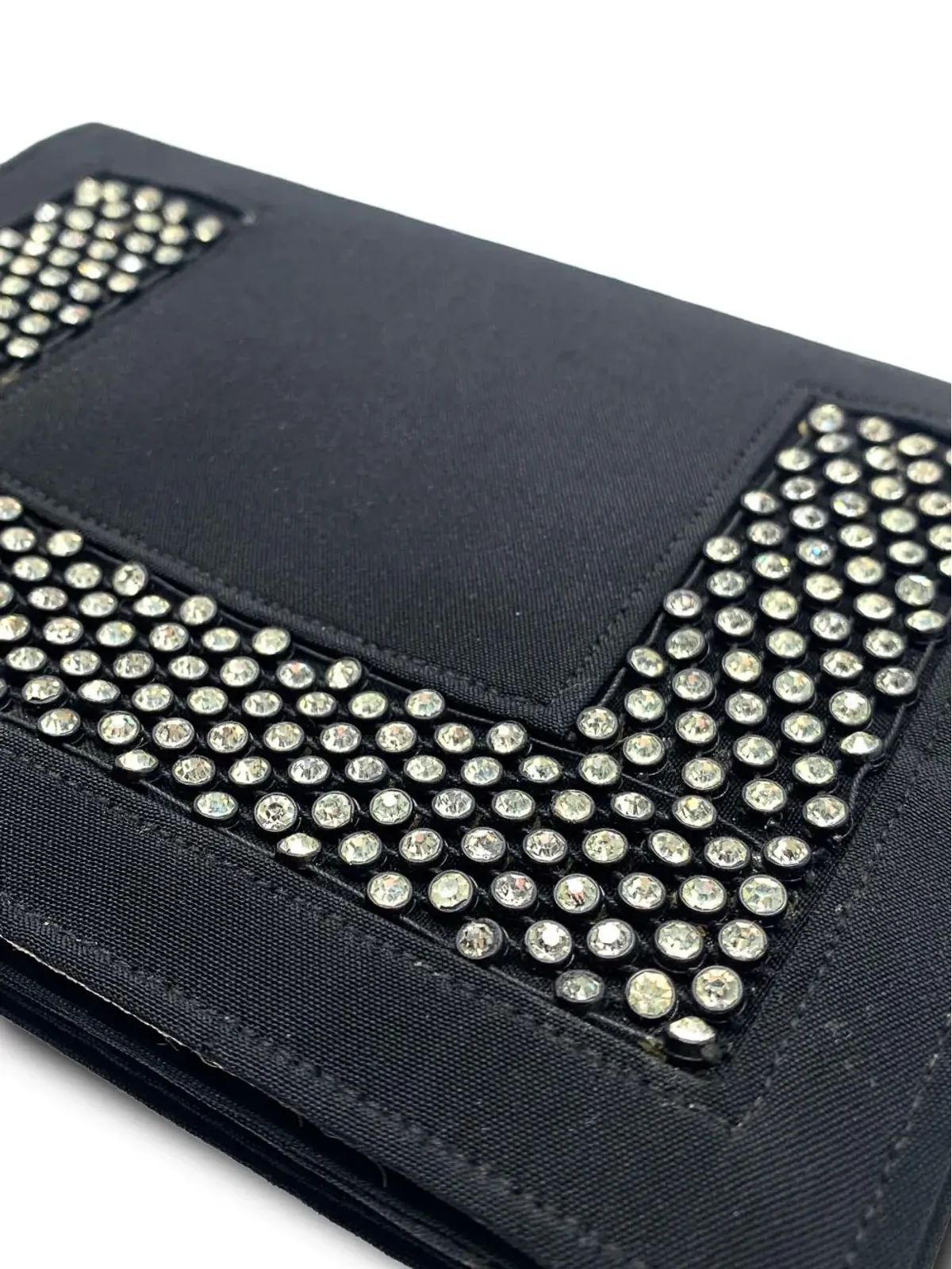 Jennifer Gibson Jewellery 1930s rhinestone silk clutch bag - Black - 画像4