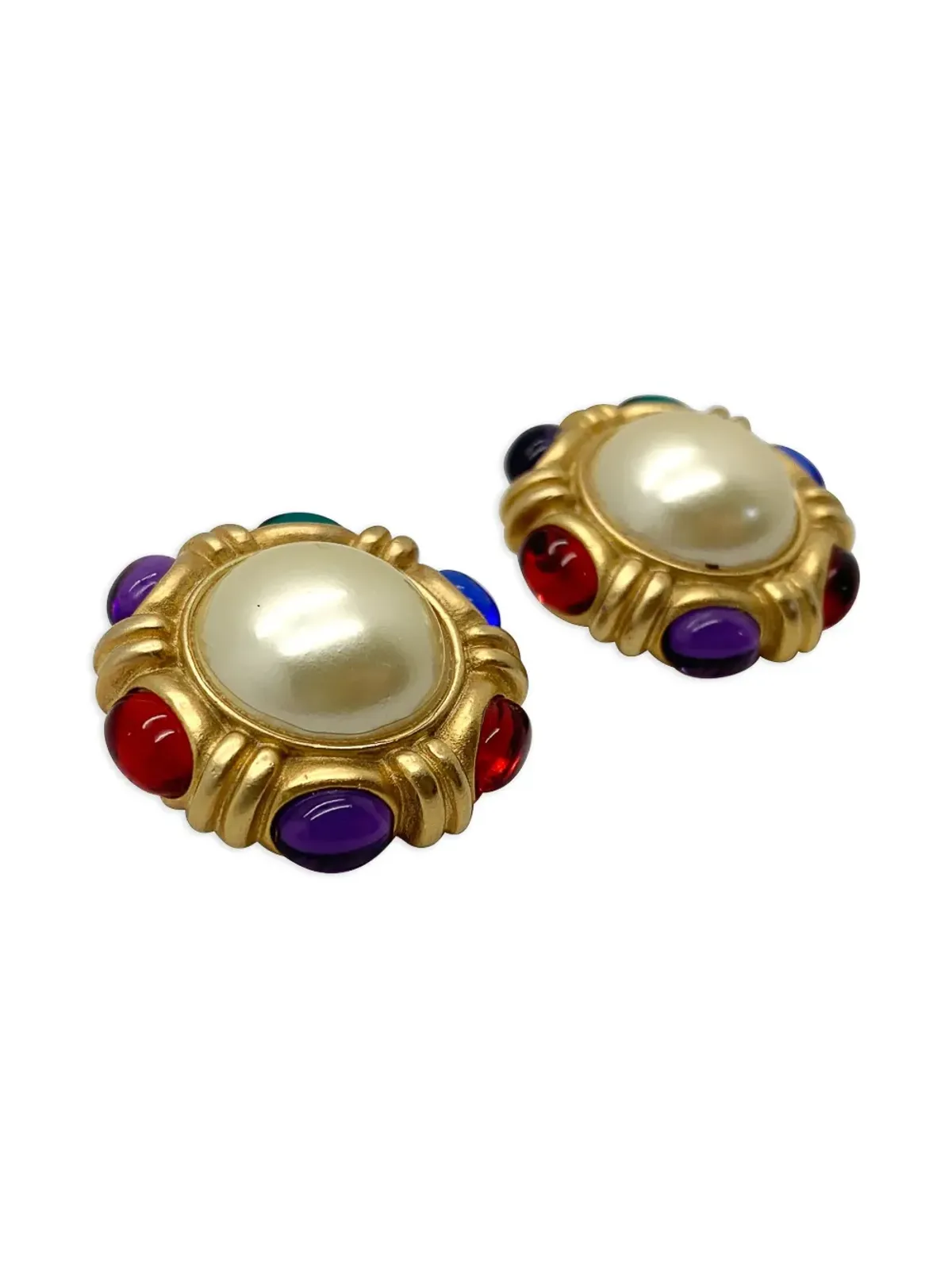 Jennifer Gibson Jewellery 1980年代 Mughal cabochon-cut イヤリング - ゴールド - 画像4