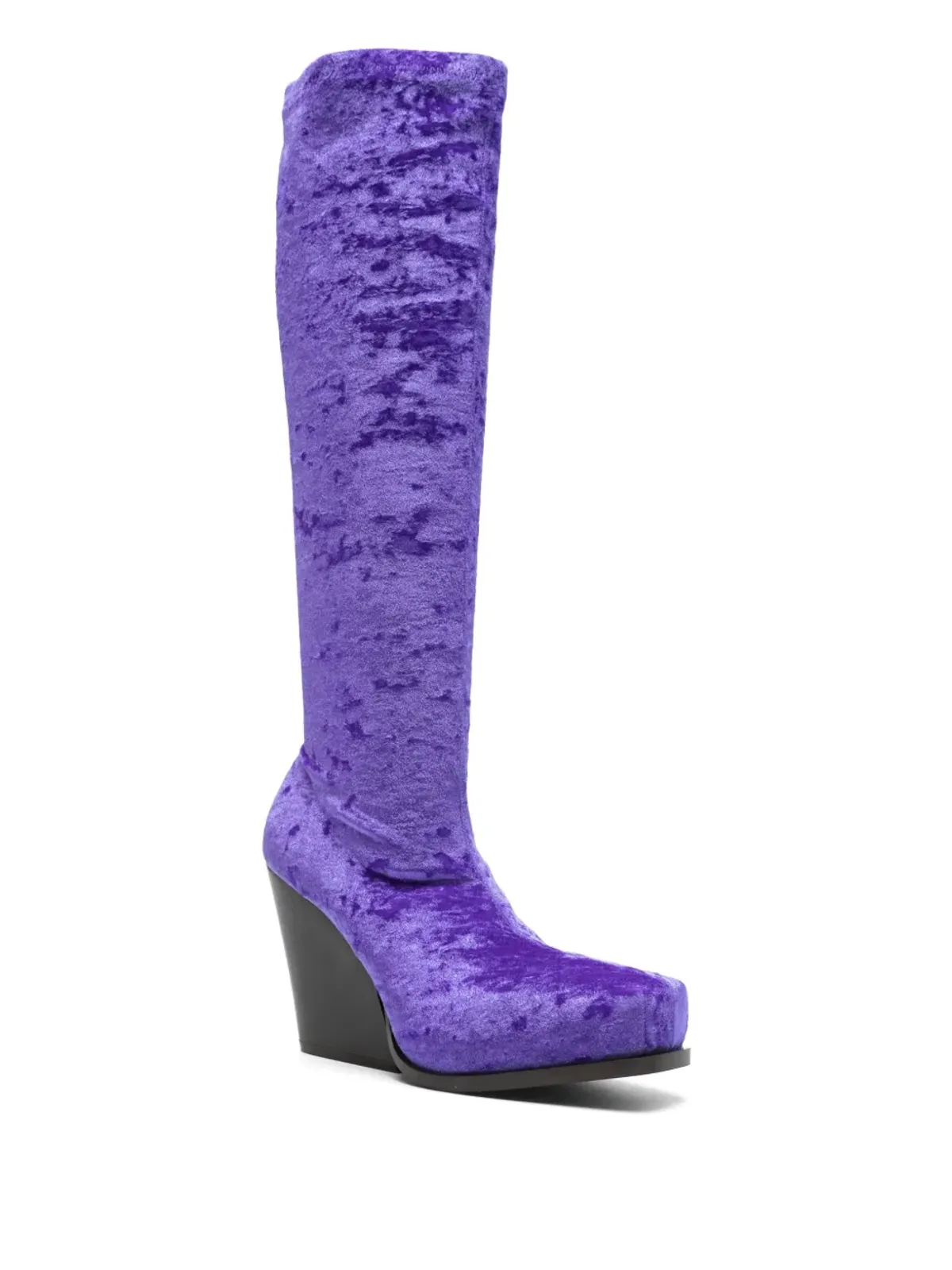 Stella McCartney Pre-Owned velour knee-high boots - パープル - 画像2