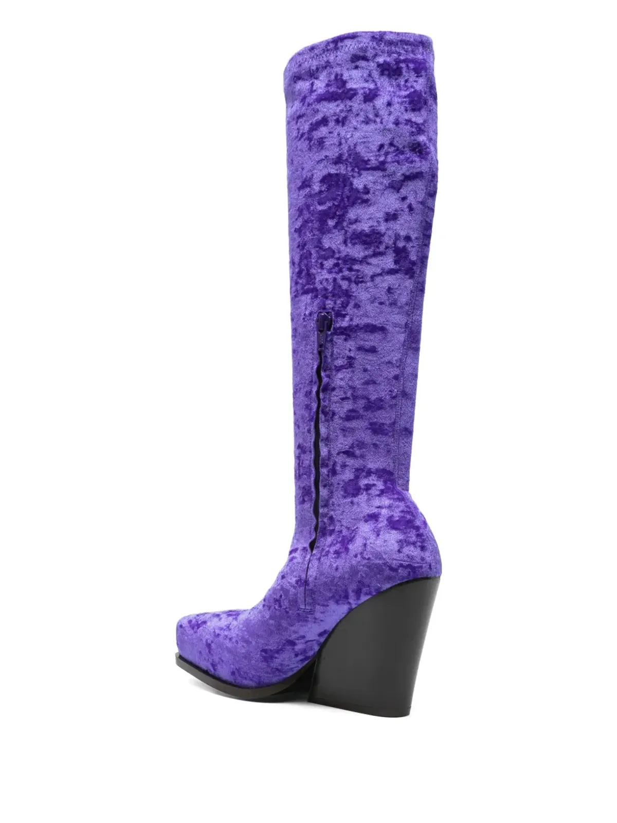 Stella McCartney Pre-Owned velour knee-high boots - パープル - 画像3