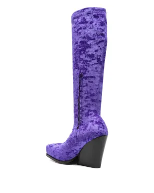 Stella McCartney Pre-Owned velour knee-high boots - パープル - サムネイル3