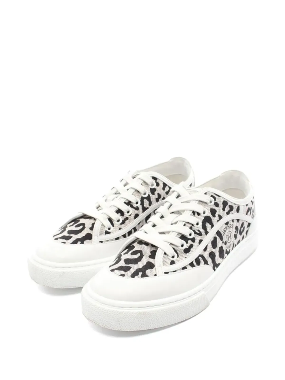 Hermès Pre-Owned レオパード柄キャンバススニーカー - White - 画像1