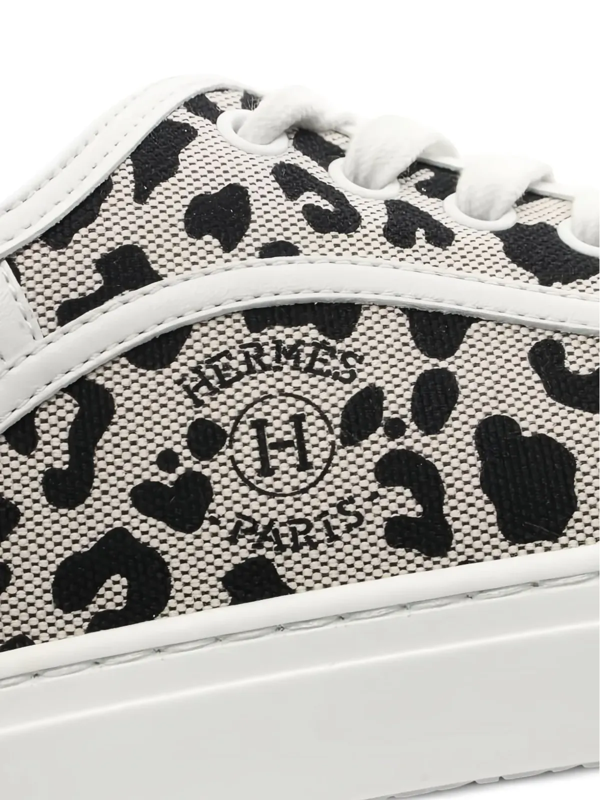 Hermès Pre-Owned レオパード柄キャンバススニーカー - White - 画像4