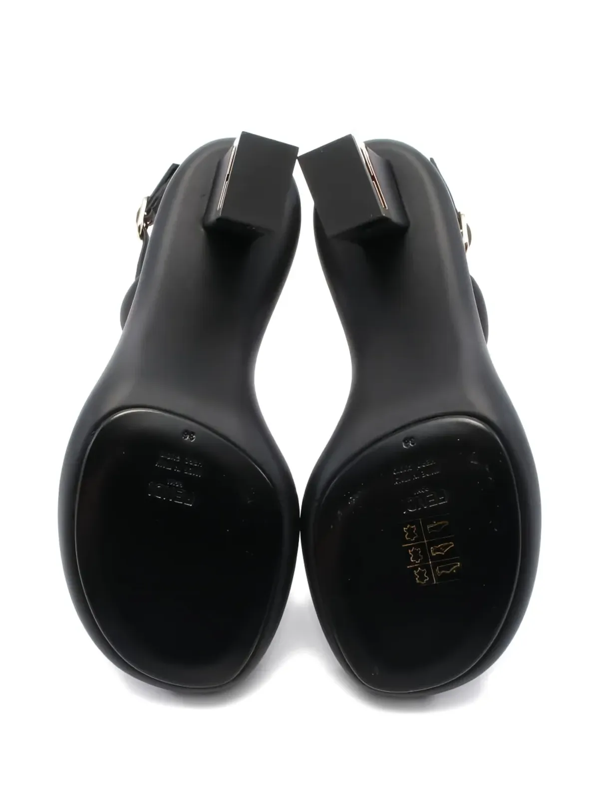 Fendi Pre-Owned レザー アンクルストラップ サンダル - 画像3