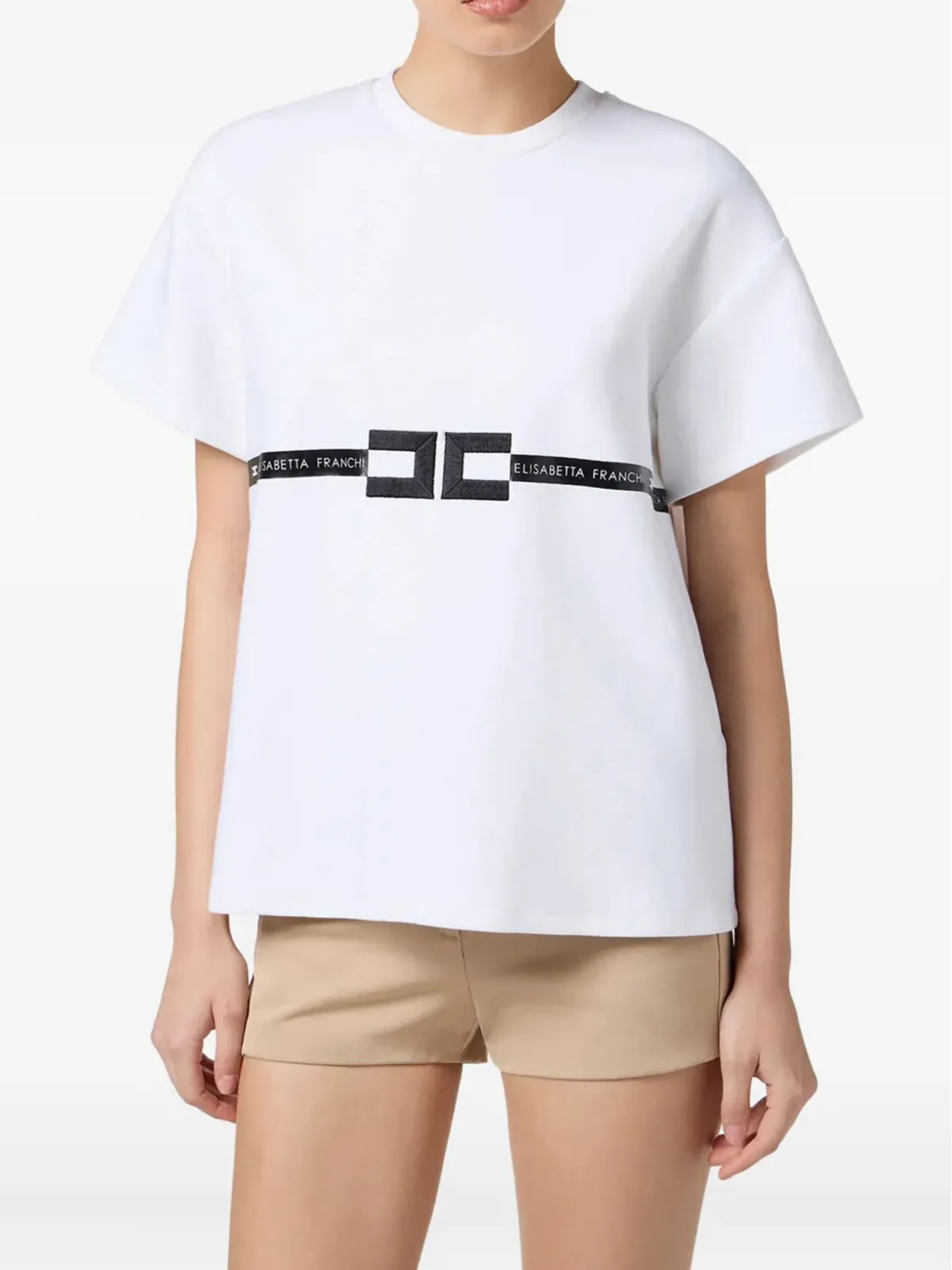 Elisabetta Franchi ロゴディテール半袖Tシャツ - 画像1