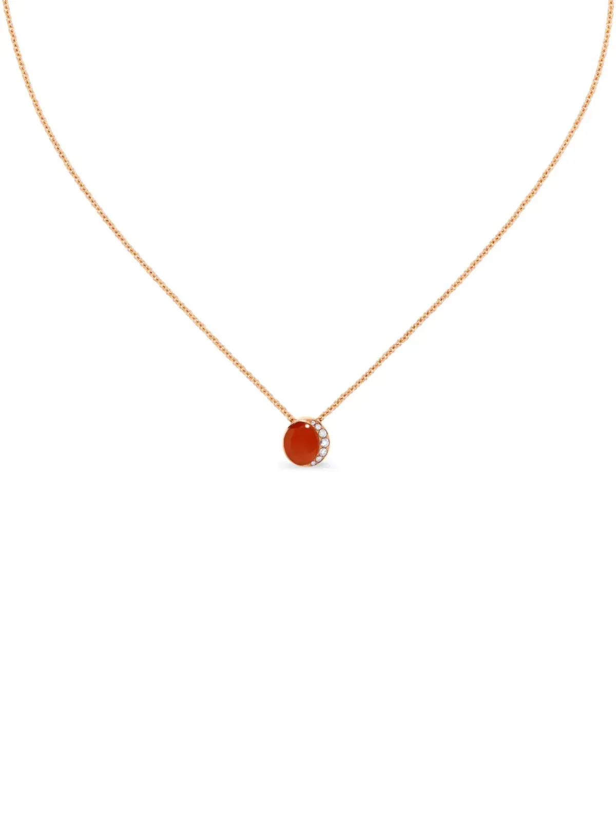 David Morris 18K ローズゴールド Fortuna カーネリアンとダイヤモンド ネックレス - 画像3