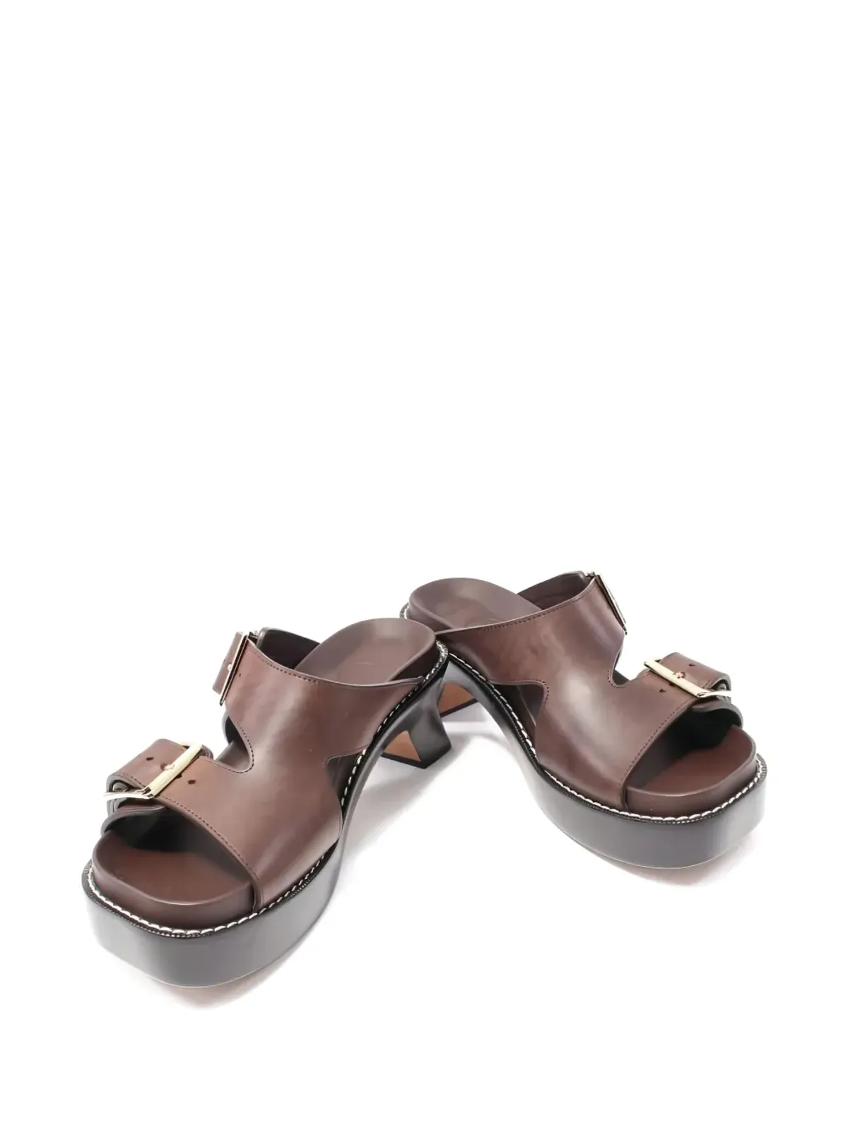 Loewe Vintage 85mmバックル・プラットフォームサンダル（ブラウン） - 画像2