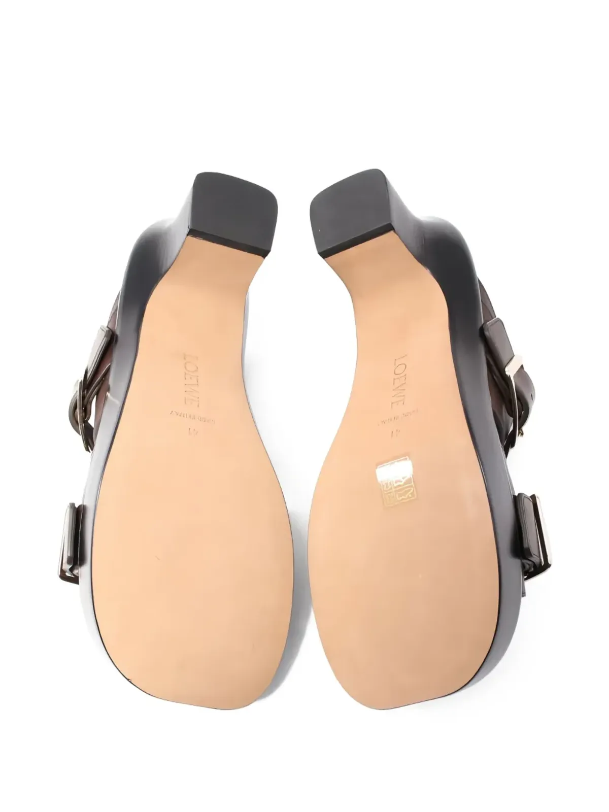 Loewe Vintage 85mmバックル・プラットフォームサンダル（ブラウン） - 画像3