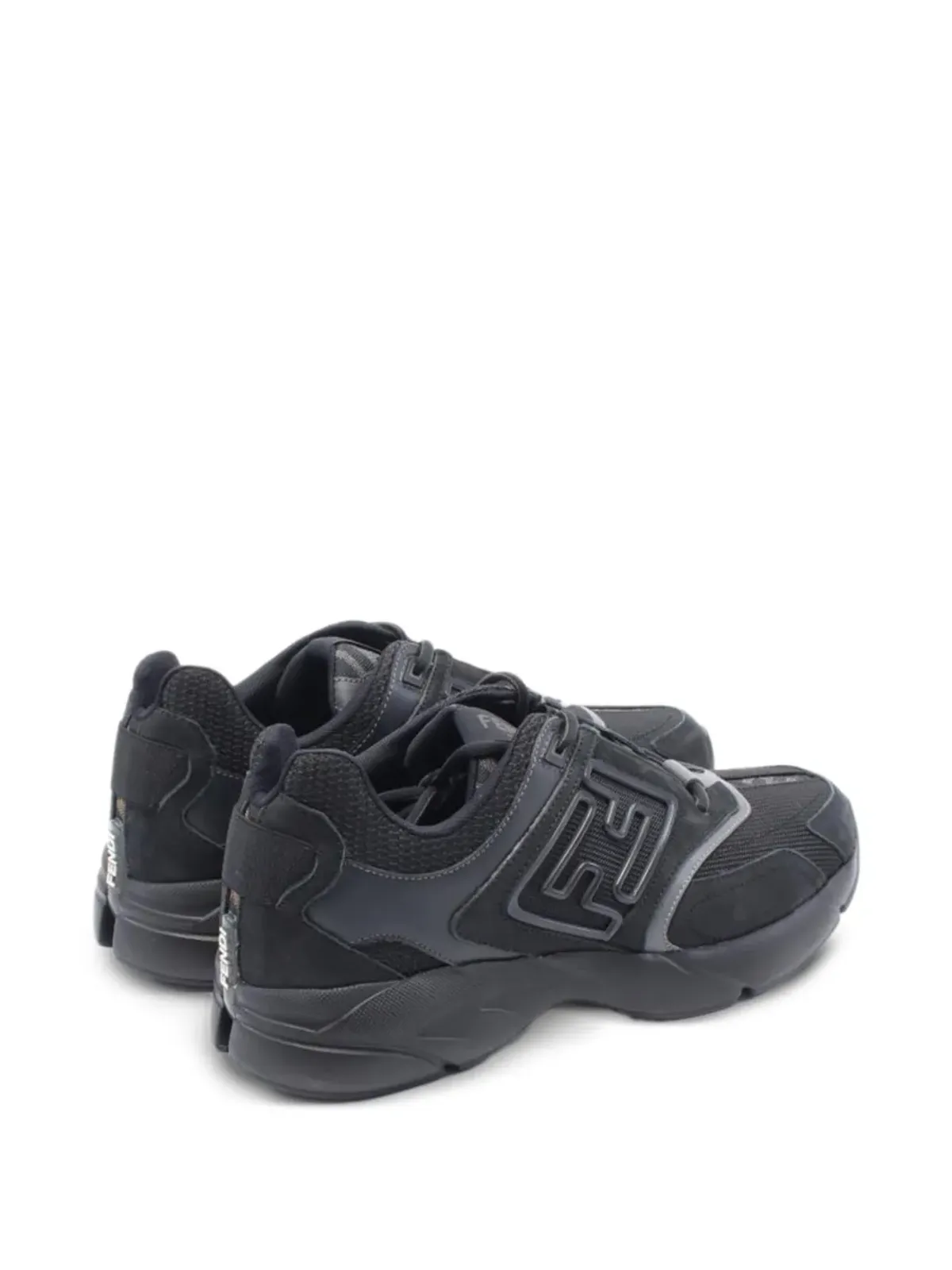 Fendi Pre-Owned ファスター レースアップ レザー スニーカー - Black - 画像3