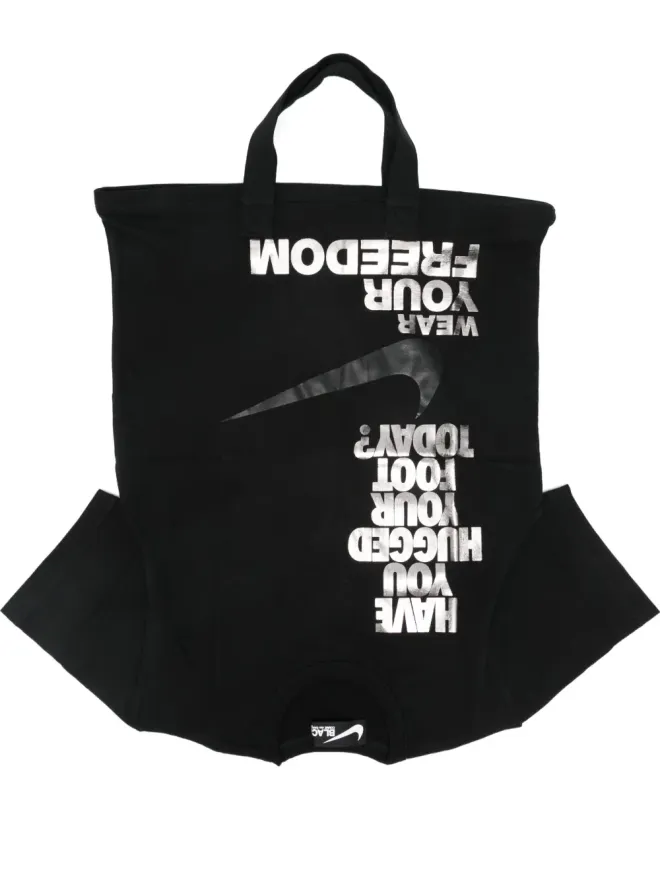 Black Comme des Garçons Black Comme Des Garçons x Nike スローガンプリント トートバッグの商品画像