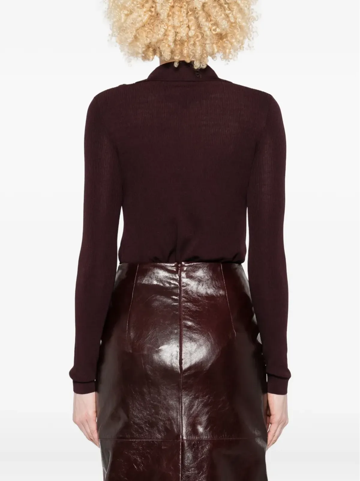 Elisabetta Franchi ラップ風リブボディスーツ（レッド） - 画像4