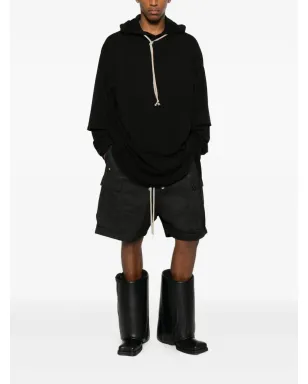 Rick Owens DRKSHDW Tommy layered drawstring hoodie - Black - サムネイル2