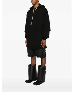 Rick Owens DRKSHDW Tommy layered drawstring hoodie - Black - サムネイル3