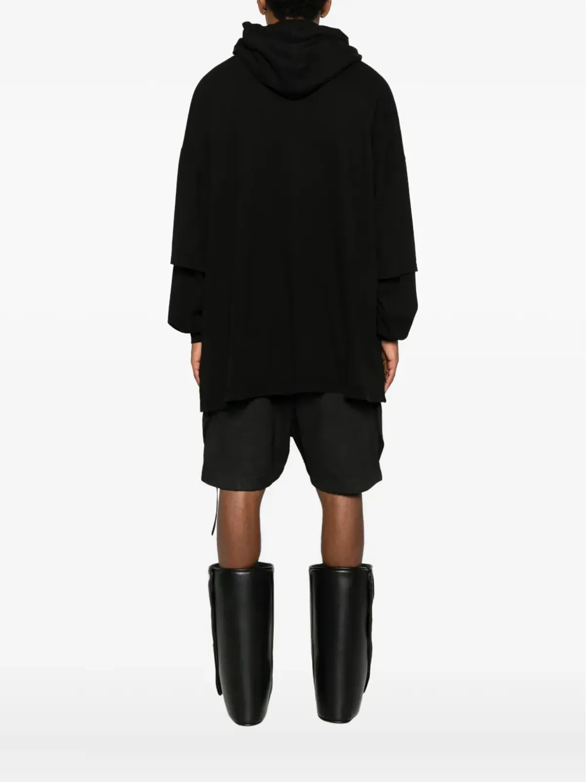 Rick Owens DRKSHDW Tommy layered drawstring hoodie - Black - 画像4