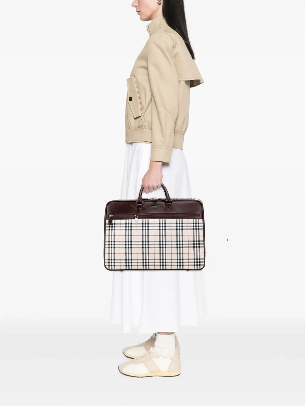 Burberry Pre-Owned ハウスチェック キャンバス トラベルバッグ（ブラウン） - 画像2