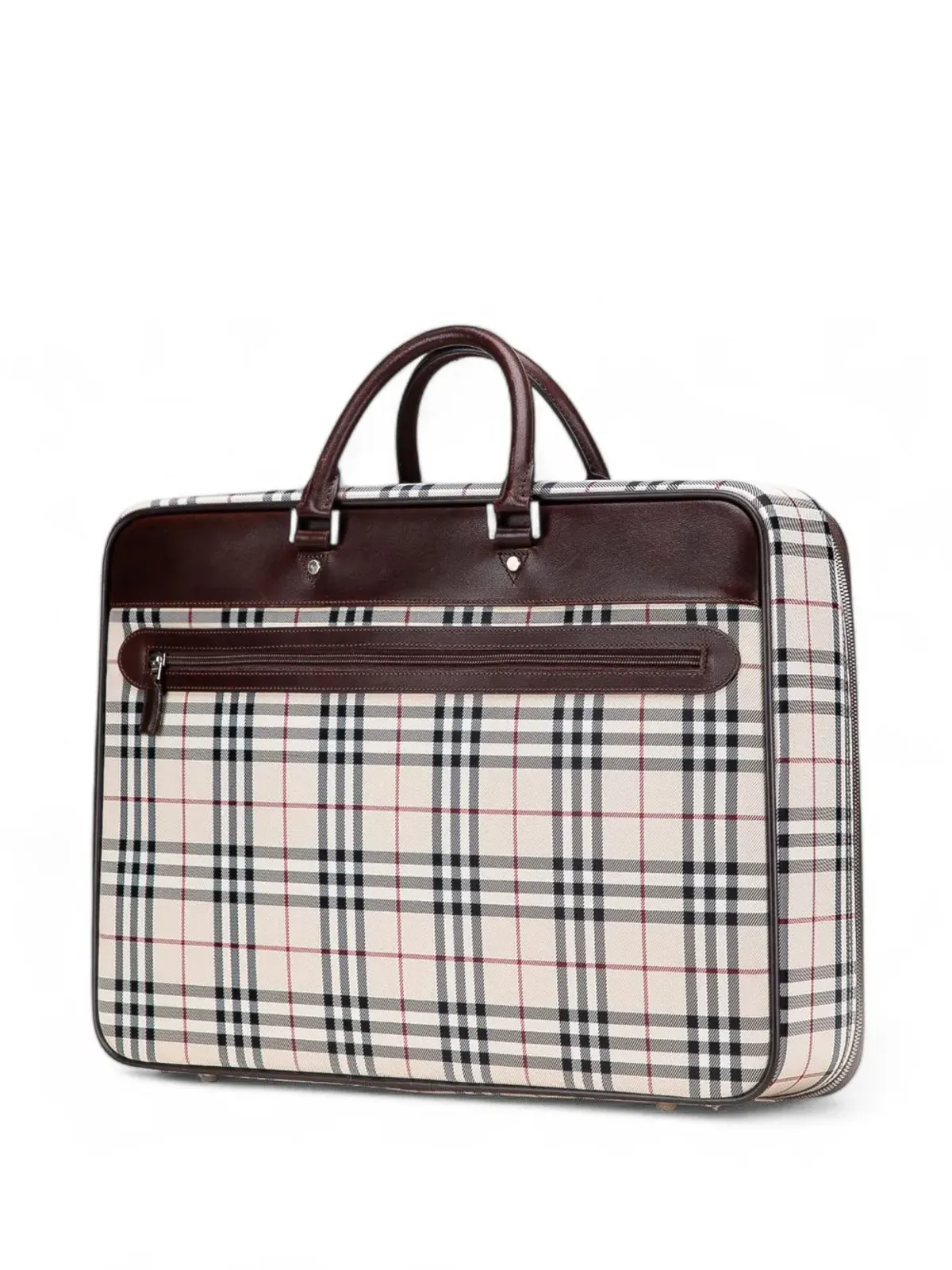 Burberry Pre-Owned ハウスチェック キャンバス トラベルバッグ（ブラウン） - 画像3