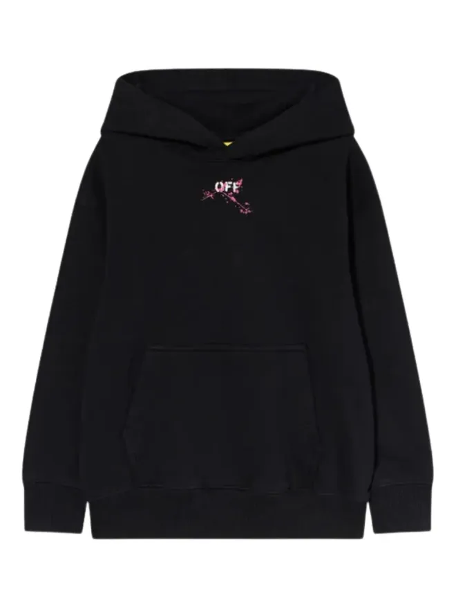Off-White Kids Off-White Kids Diagonal Spla graphic hoodie - Blackの商品画像