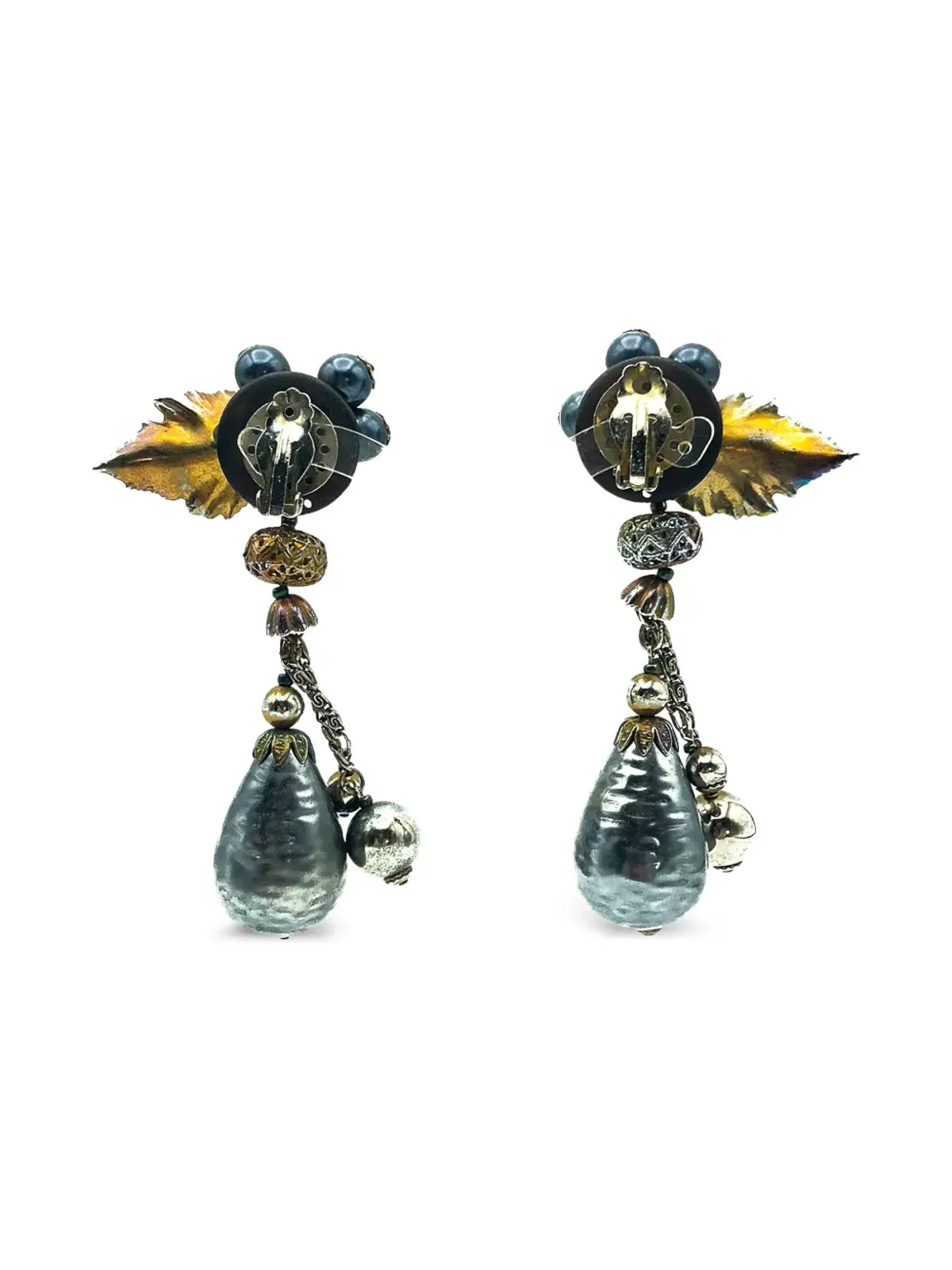 Jennifer Gibson Jewellery 1970s 花柄モチーフ イヤリング - ゴールド - 画像2