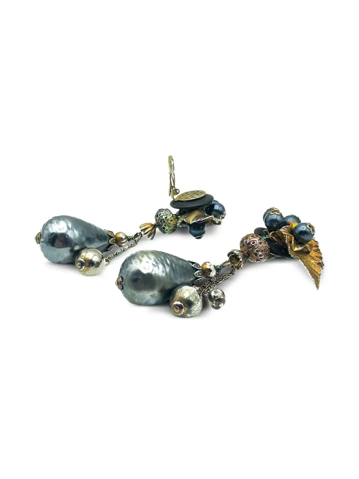 Jennifer Gibson Jewellery 1970s 花柄モチーフ イヤリング - ゴールド - 画像4