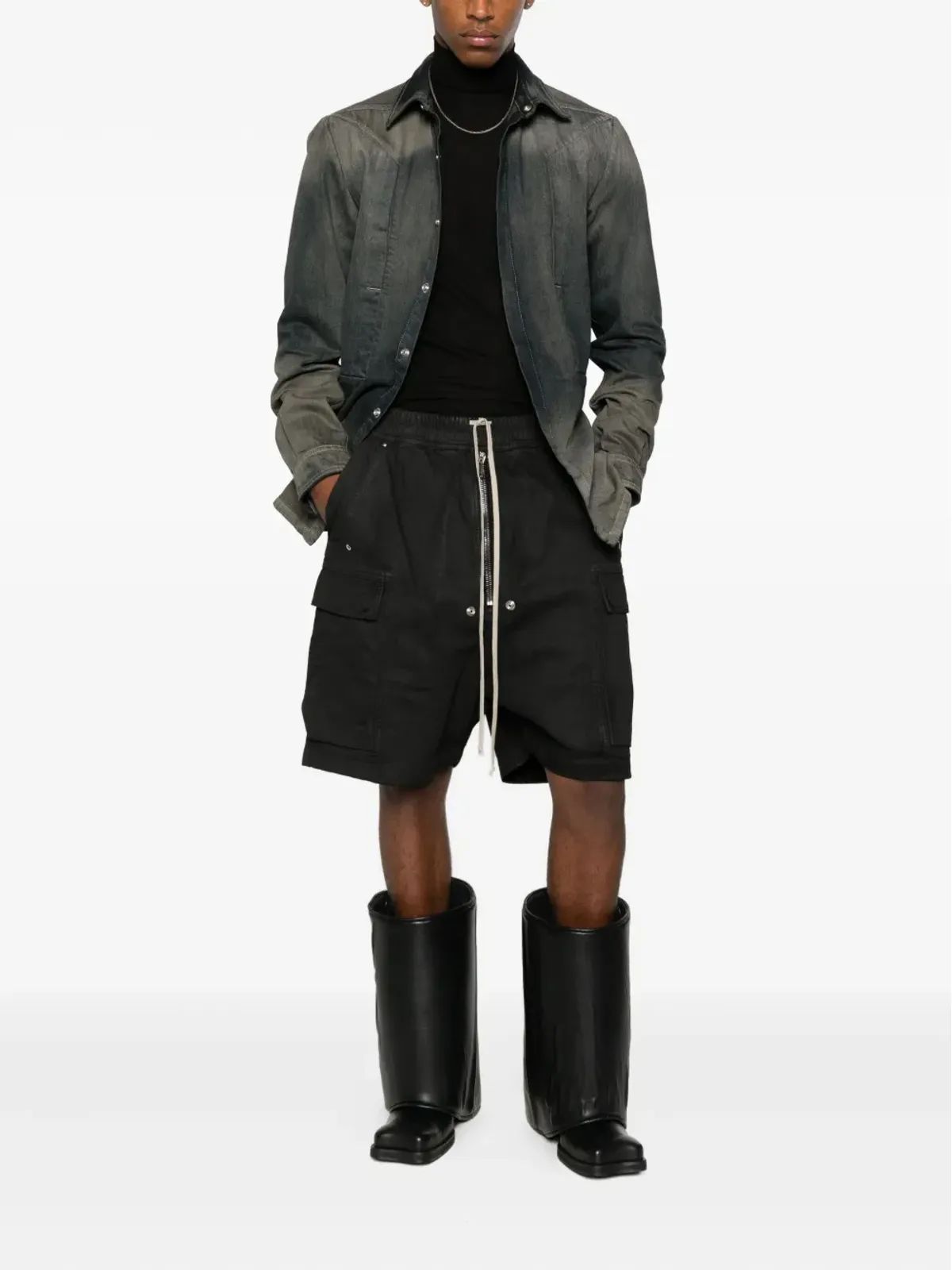 Rick Owens DRKSHDW カーゴポケット付きドローコードショートパンツ - 画像2