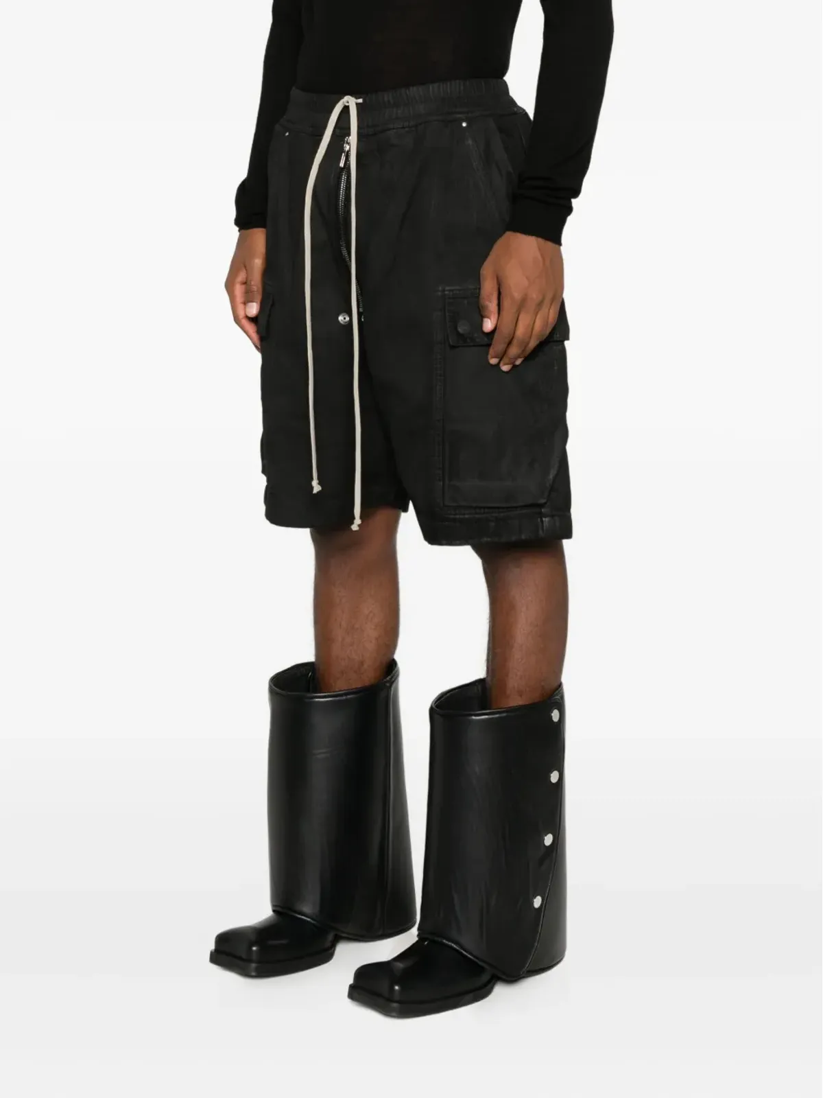 Rick Owens DRKSHDW カーゴポケット付きドローコードショートパンツ - 画像3