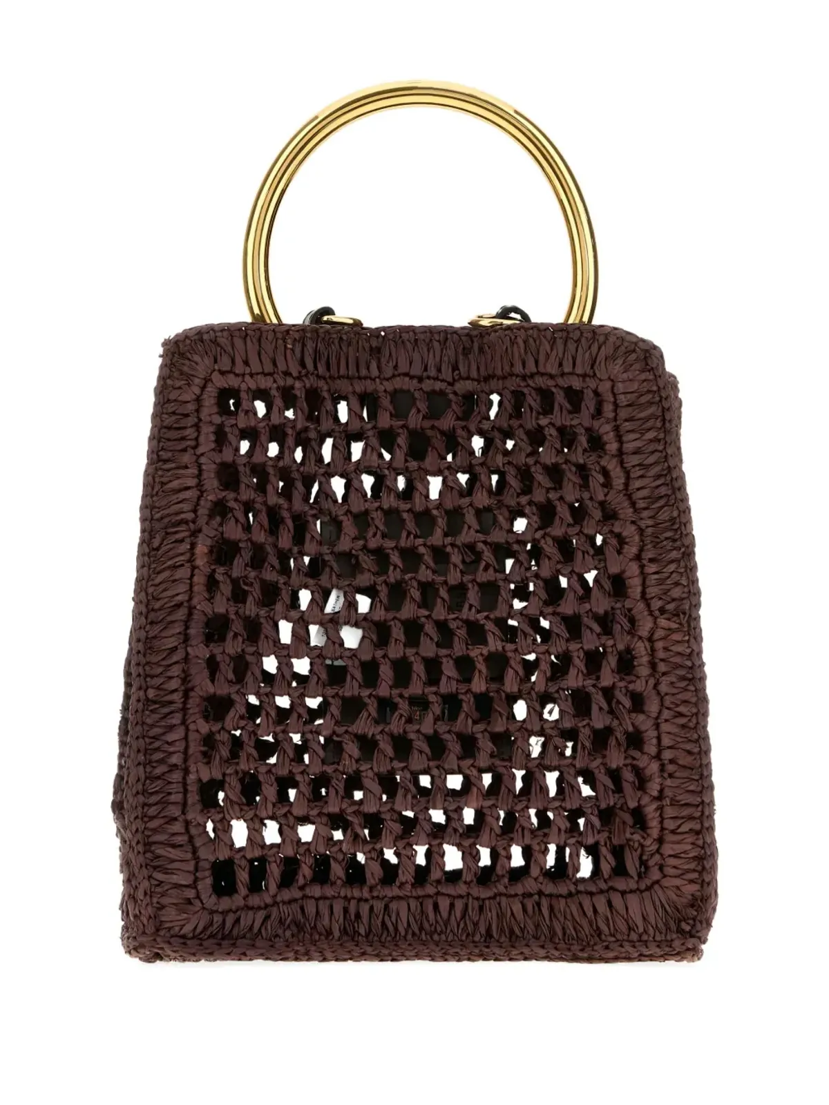 Chloé ラフィア 円形ハンドル トートバッグ ブラウン - 画像2