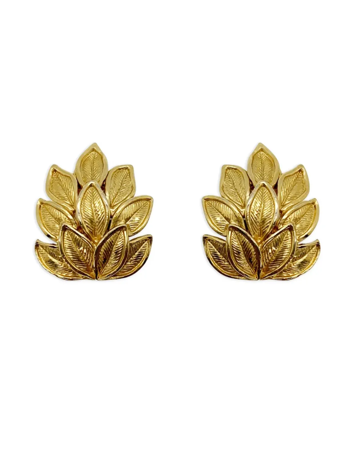 Jennifer Gibson Jewellery 1960s Trifari leaf-motif earrings - Gold - 画像1