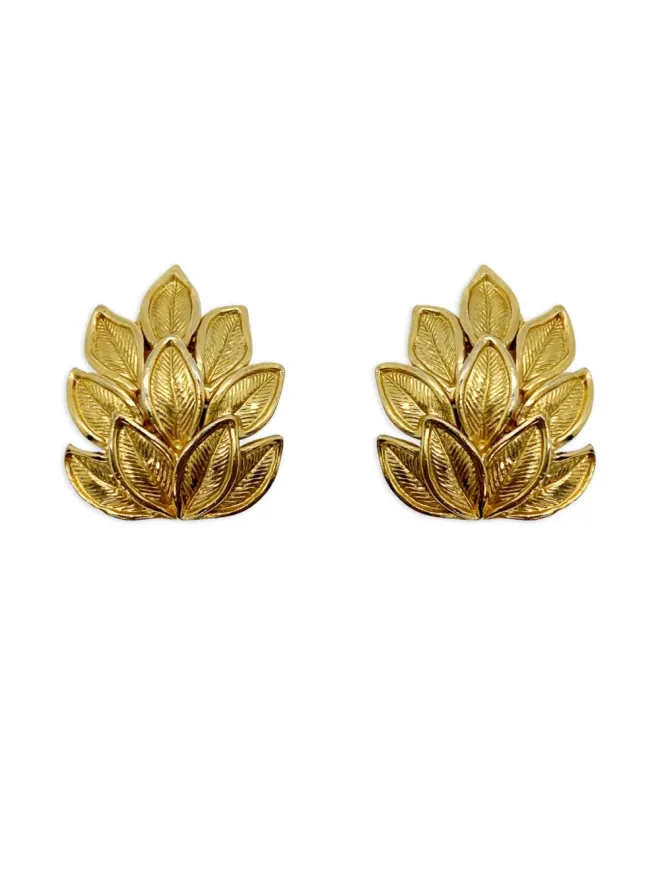 Jennifer Gibson Jewellery Jennifer Gibson Jewellery 1960s Trifari leaf-motif earrings - Goldの商品画像
