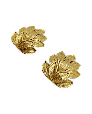 Jennifer Gibson Jewellery 1960s Trifari leaf-motif earrings - Gold - サムネイル3