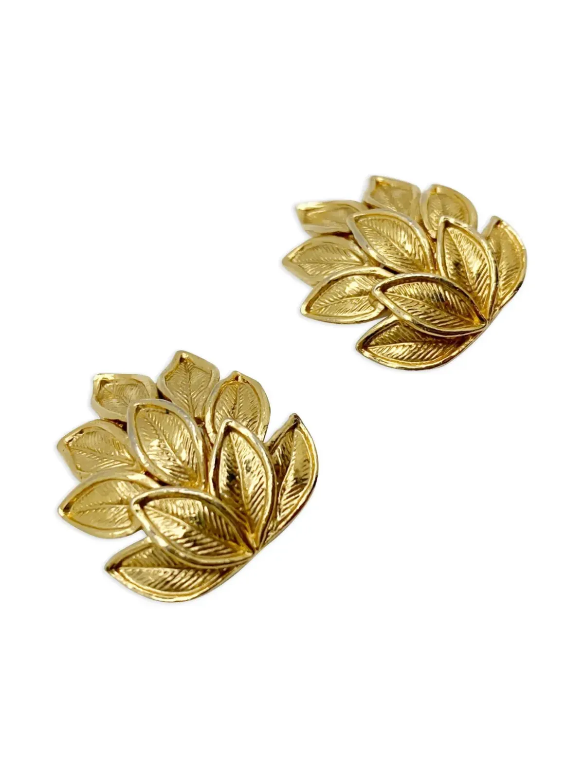 Jennifer Gibson Jewellery 1960s Trifari leaf-motif earrings - Gold - 画像4
