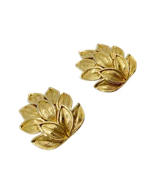 Jennifer Gibson Jewellery 1960s Trifari leaf-motif earrings - Gold - サムネイル4