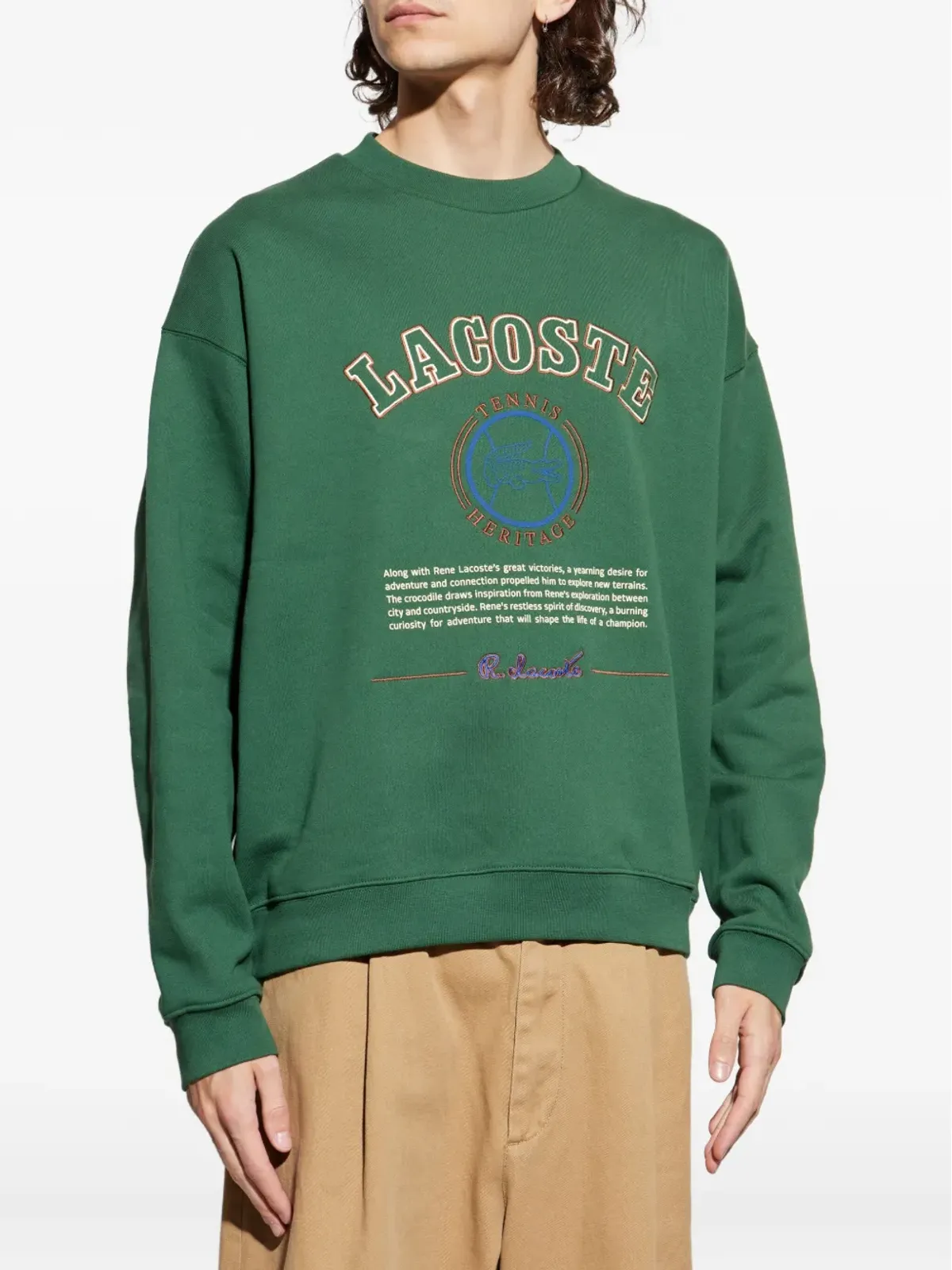 Lacoste ヘリテージ刺繍入りフリーススウェットシャツ - 画像3