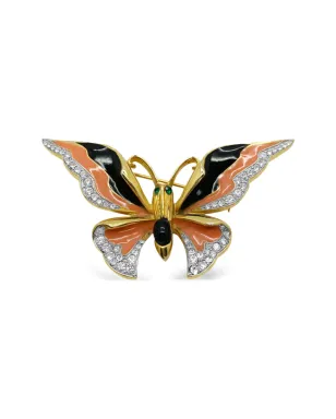 Jennifer Gibson Jewellery 1960年代 バタフライ エナメル ブローチ - ゴールド - サムネイル1
