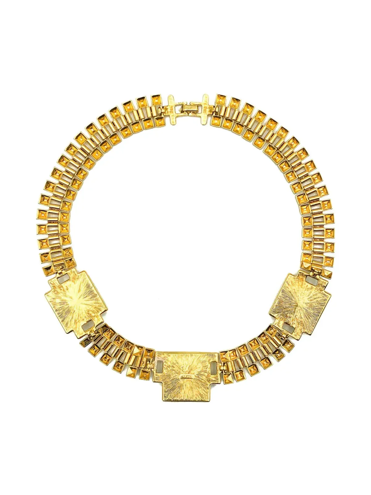 Jennifer Gibson Jewellery 1980年代 シュガーローフ スクエア・ステートメントカラー 金色 - 画像2