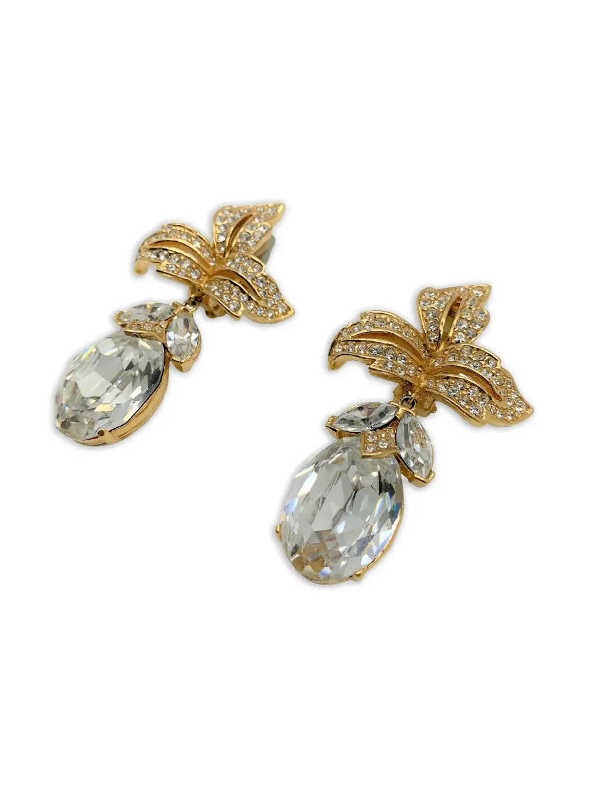 Jennifer Gibson Jewellery 葉モチーフ クリスタルイヤリング - 画像3