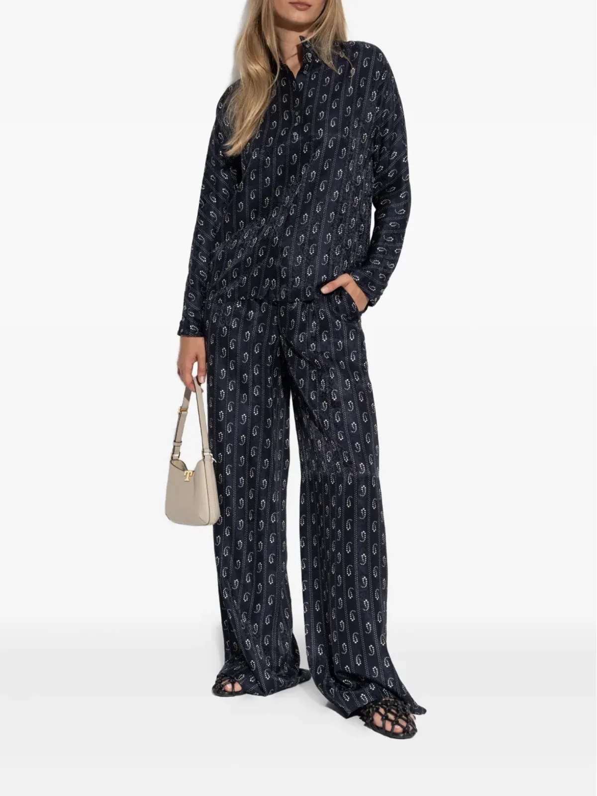 Tory Burch ペイズリープリント ワイドレッグパンツ - 画像2
