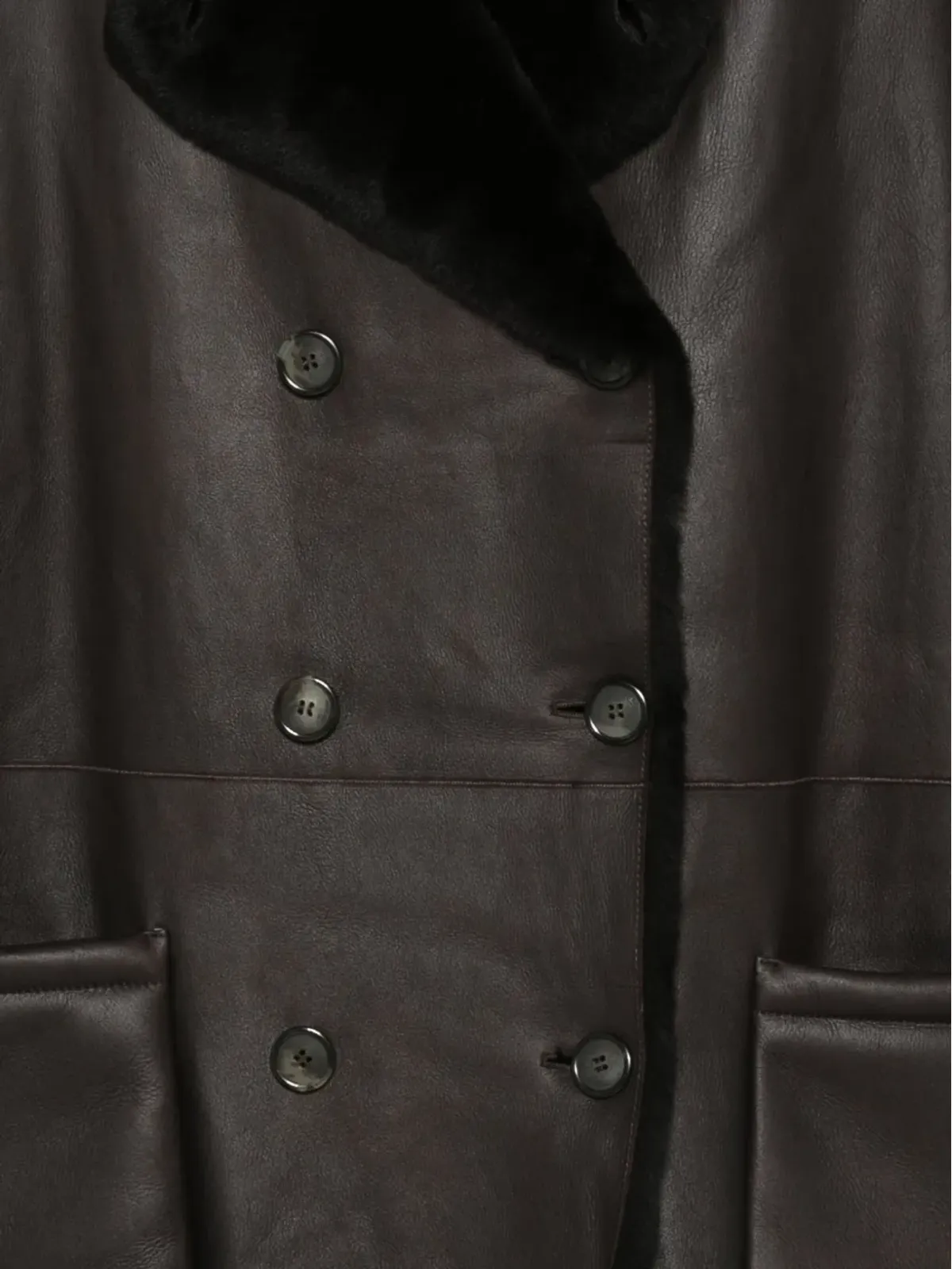 Giorgio Armani ダブルブレスト シアリングコート ブラウン - 画像3