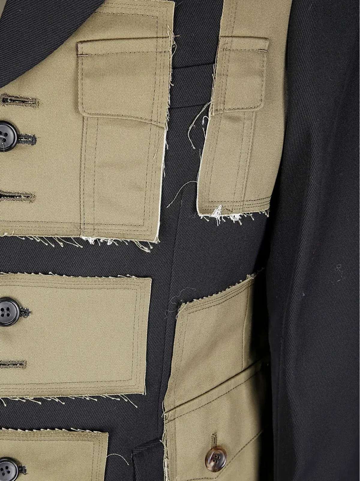 Comme des Garçons Homme Plus パッチワークウールブレザー ブラック - 画像3