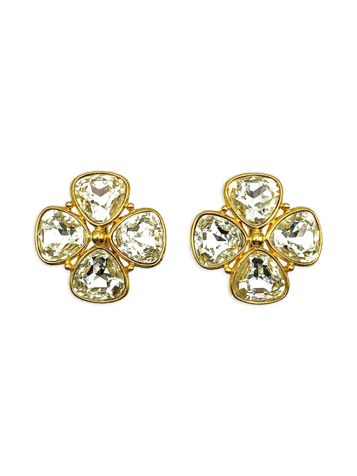Jennifer Gibson Jewellery 1980s crystal quatre earrings - Gold - 画像1