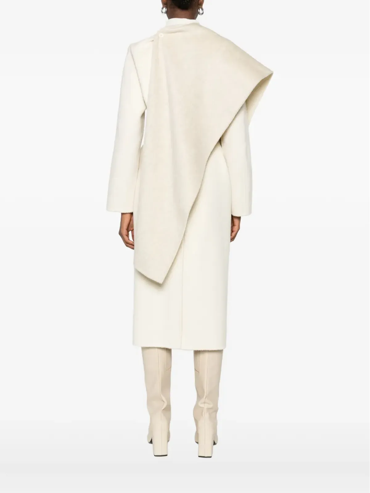 P.A.R.O.S.H. scarf-detail belted coat - White - 画像4