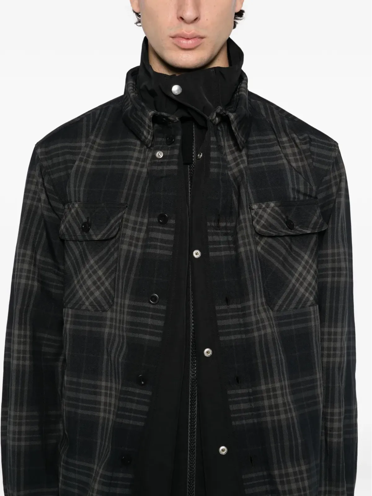 sacai チェック柄ジャケット - Black - 画像5