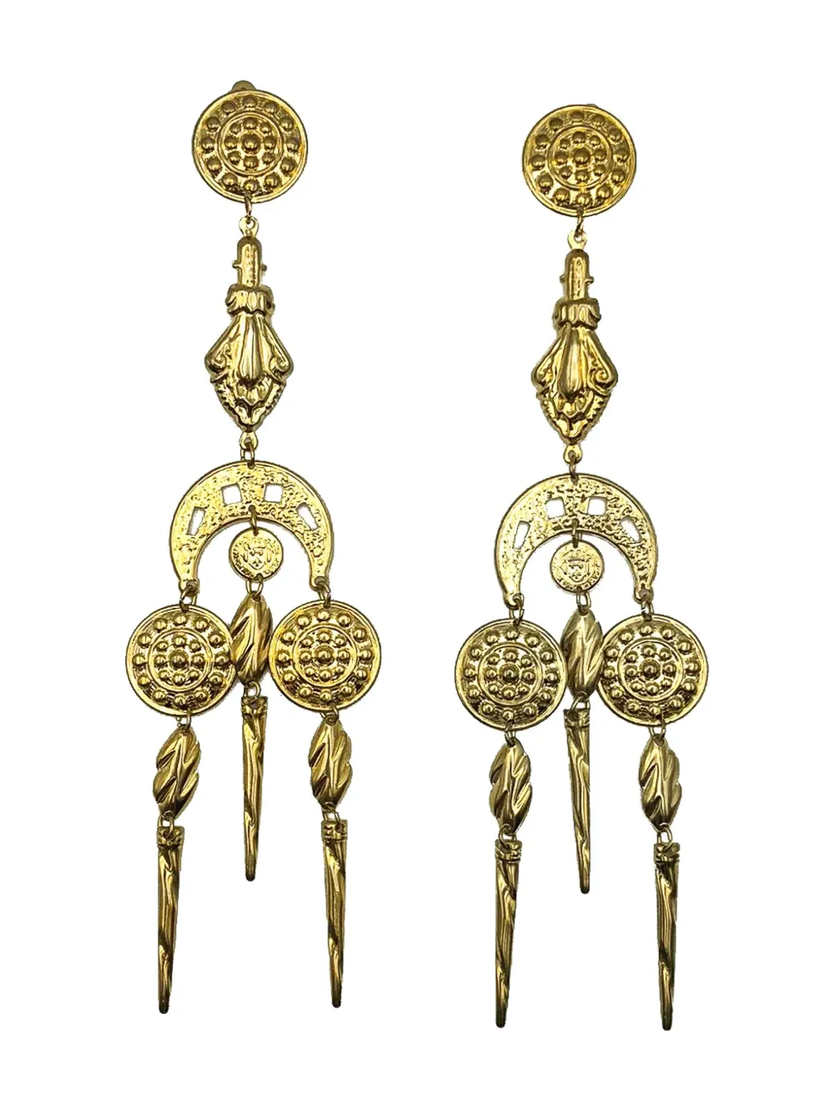 Jennifer Gibson Jewellery 1980s etruscan inspired chandelier earrings - Gold - 画像1