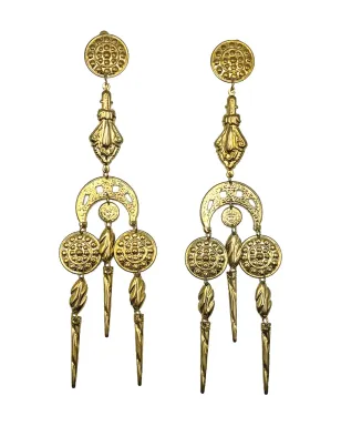 Jennifer Gibson Jewellery 1980s etruscan inspired chandelier earrings - Gold - サムネイル1