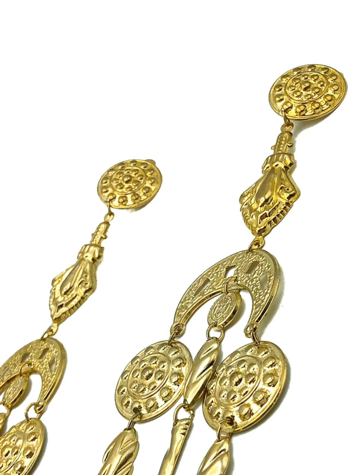 Jennifer Gibson Jewellery 1980s etruscan inspired chandelier earrings - Gold - 画像5