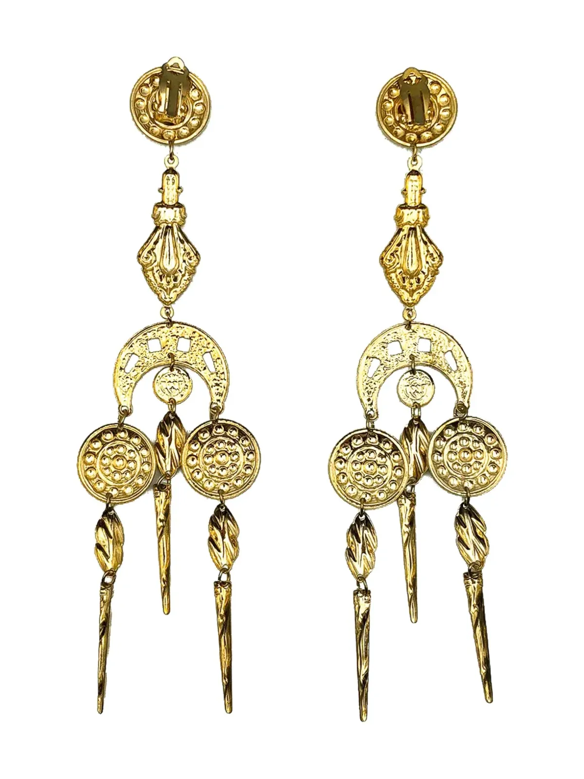 Jennifer Gibson Jewellery 1980s etruscan inspired chandelier earrings - Gold - 画像2