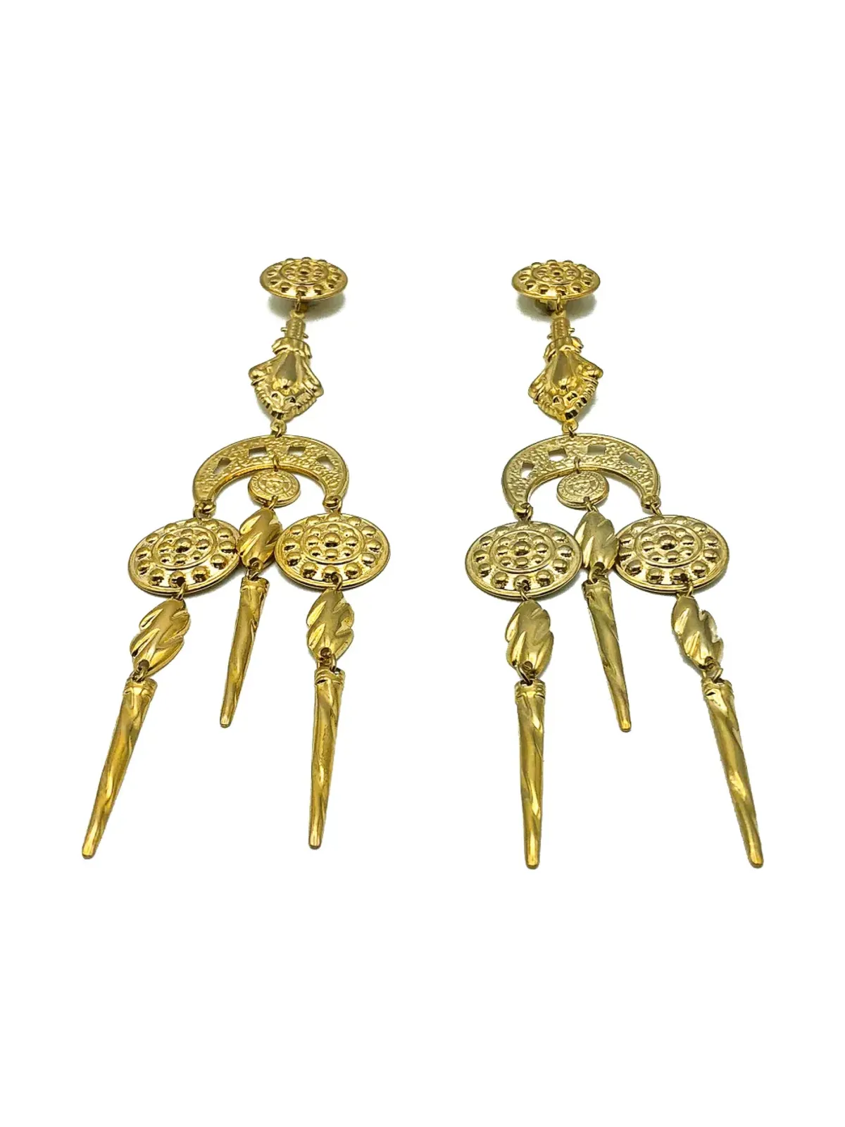 Jennifer Gibson Jewellery 1980s etruscan inspired chandelier earrings - Gold - 画像3