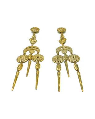 Jennifer Gibson Jewellery 1980s etruscan inspired chandelier earrings - Gold - サムネイル3