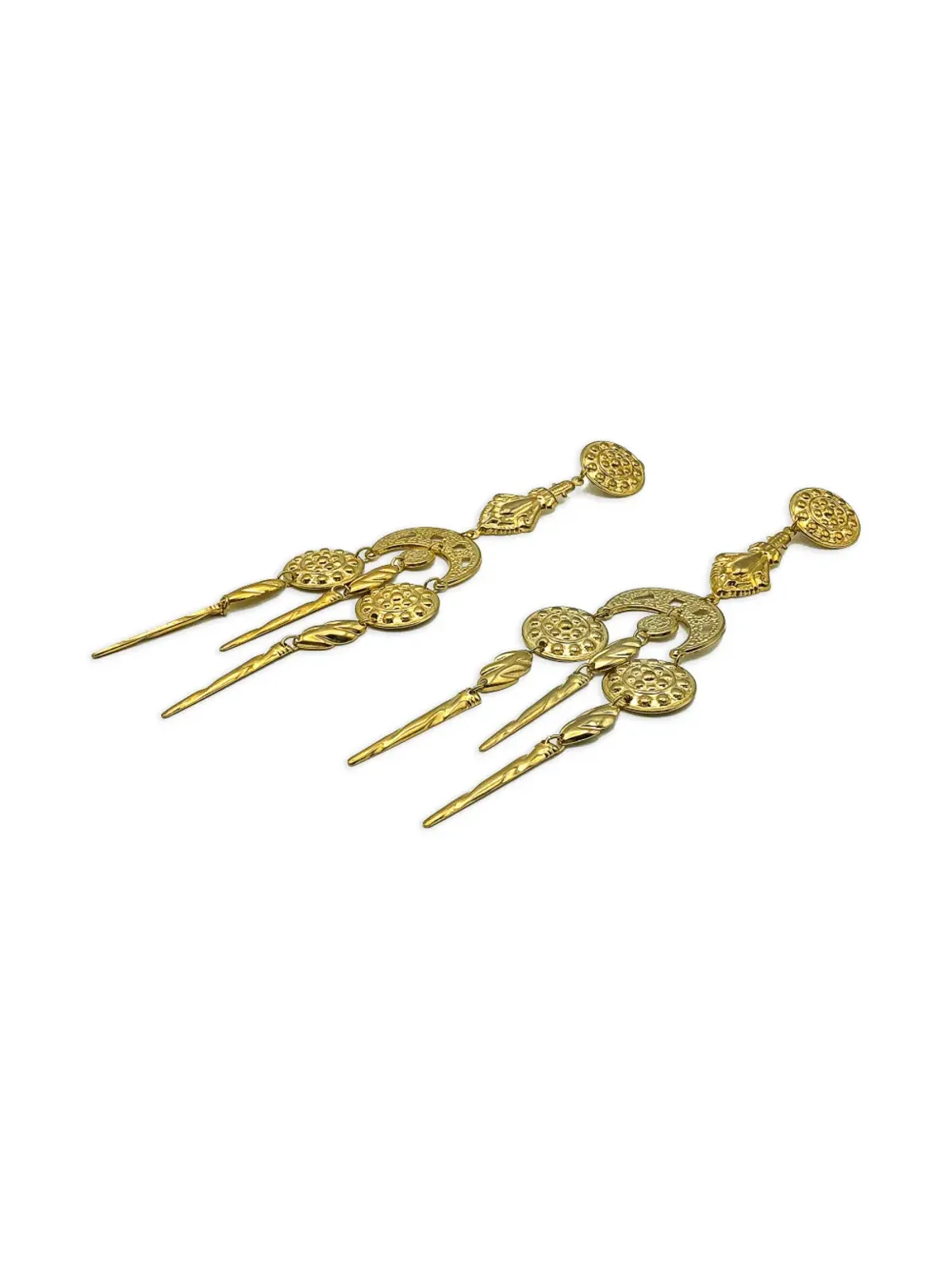 Jennifer Gibson Jewellery 1980s etruscan inspired chandelier earrings - Gold - 画像4